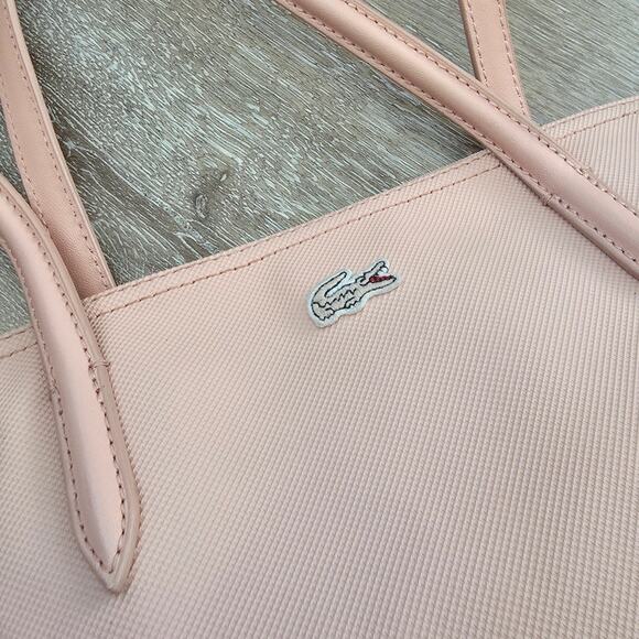 Lacoste Pink Large L.12.12 Concept Tote Shoulder Bag $110 Minimalist Casual - Picture 4 of 12